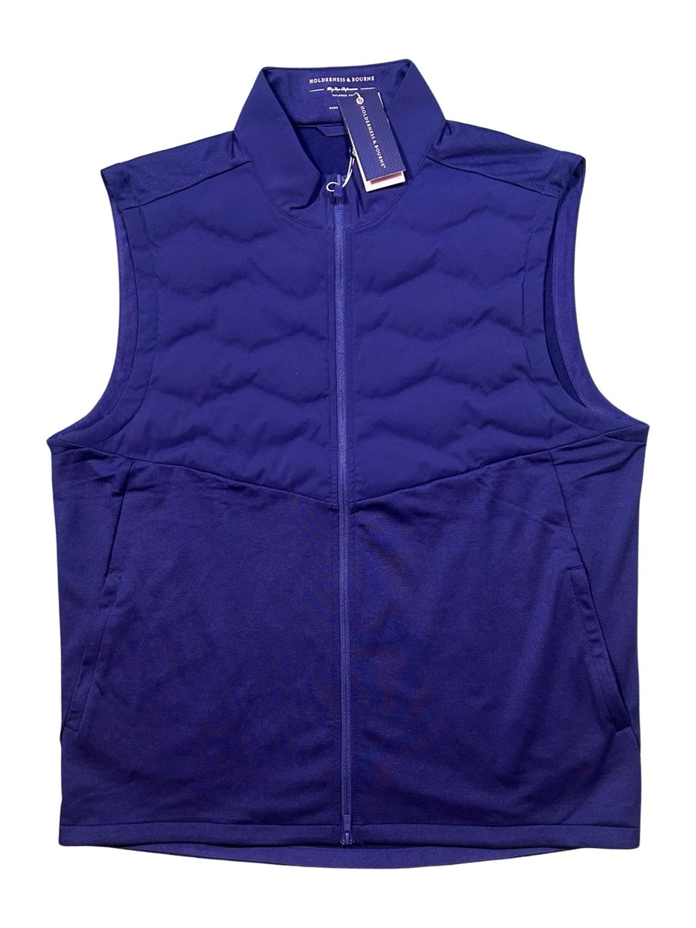 Holderness & Bourne Navy Blue Dry Luxe Performance The Morris Vest Golf Full-Zip